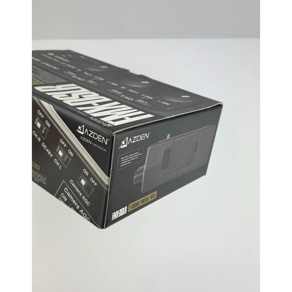 AZDEN FMX-DSLR 2-CHANNEL PORTABLE MIXER Low noise Mixer Battery Up To 15 Hours